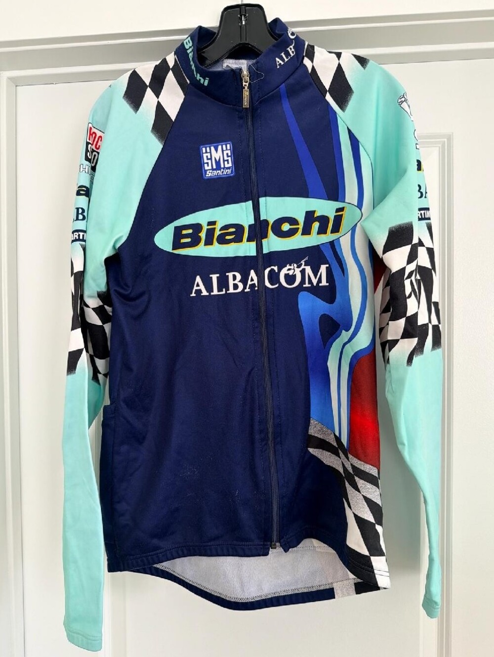 Vintage Bianchi Santini Albacom Winter Cycling Jersey Men XXL Made In Italy